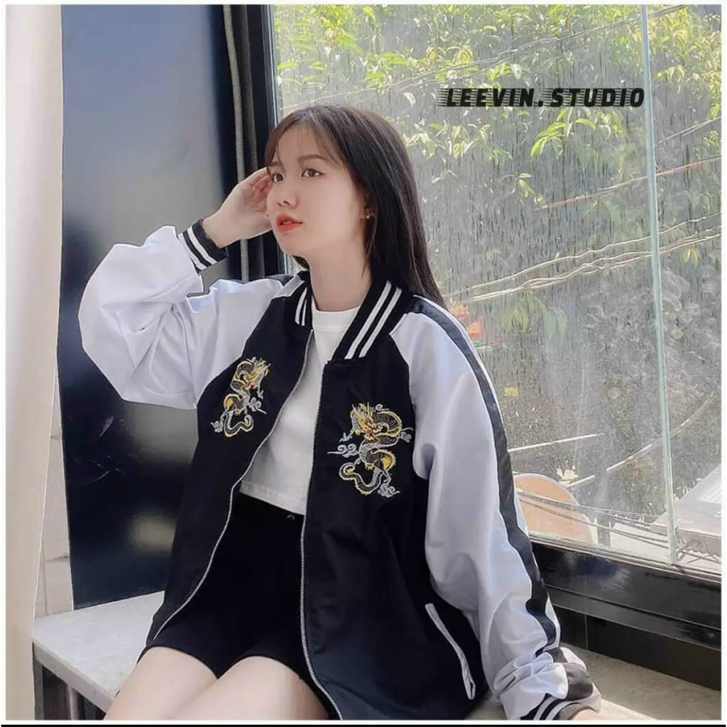 Áo Khoác Dù BOMBER IN RỒNG ĐEN DRAGON , Áo khoác BOMBER Unisex Nam/Nữ - SuMon Shop | BigBuy360 - bigbuy360.vn