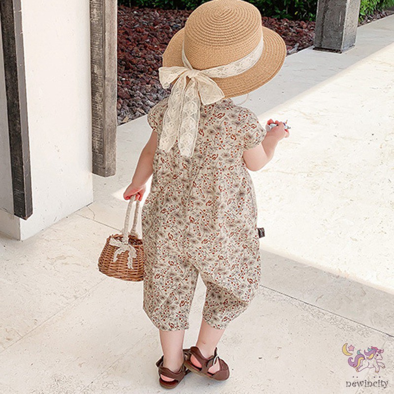 Áo liền quần không tay hoạ tiết hoa phong cách Hàn Quốc dành cho bé