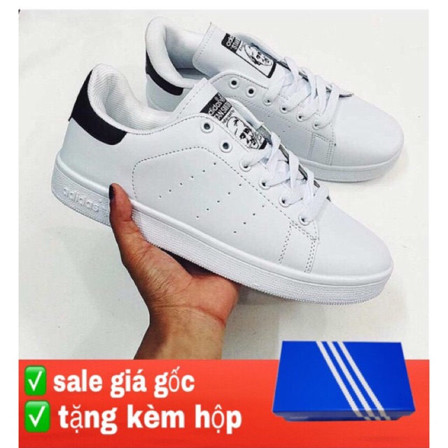 [SALE+VIDEO] giày thể thao Stan smith gót đen nam nữ [tặng kem hộp]