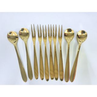 Muỗng nĩa vàng ăn trái cây inox 304