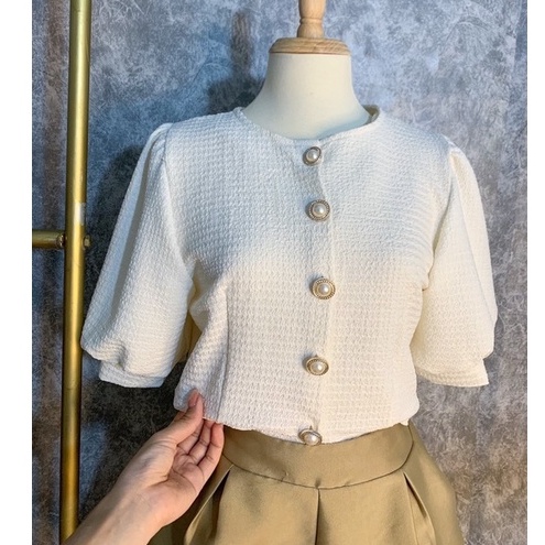 Áo Kiểu Nữ Tay Bồng cúc ngọc m231