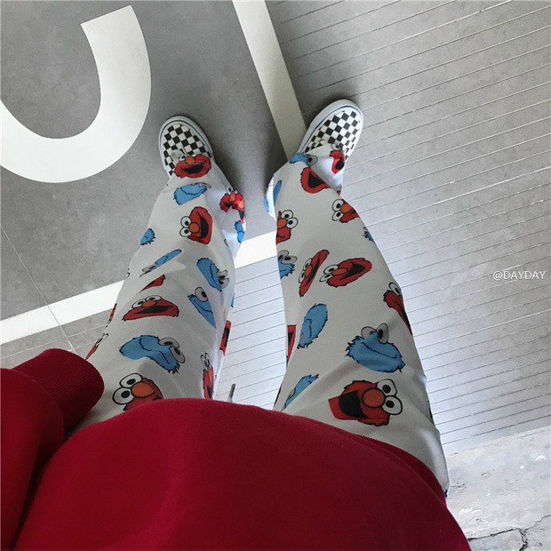 [ MỚI HÓT ] Quần jogger nam nữ ống rộng vải cartoon dáng dài họa tiết thể thao