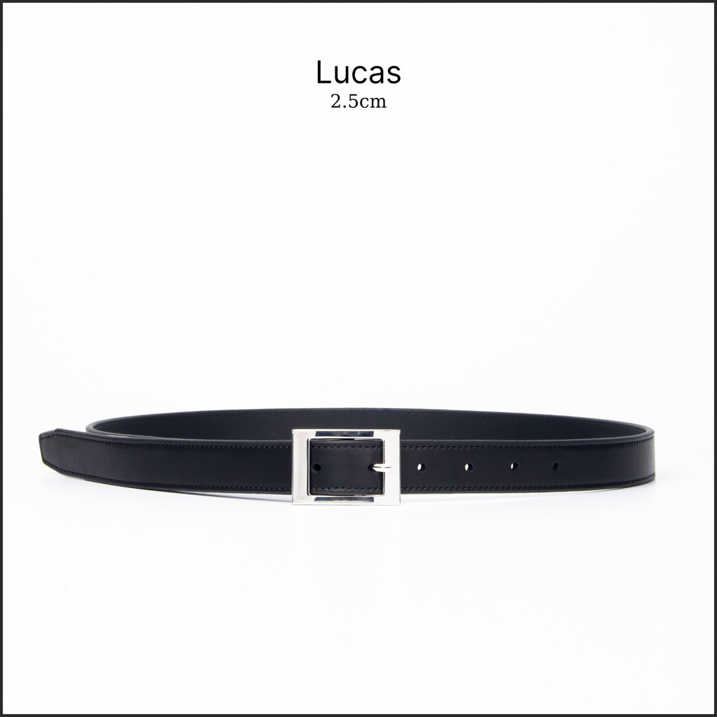 Thắt lưng da bò Lucas nhập khẩu hàng hiệu chính hãng August mặt dây 2.5cm, hợp kim cao cấp, lỗi 1 đổi 1