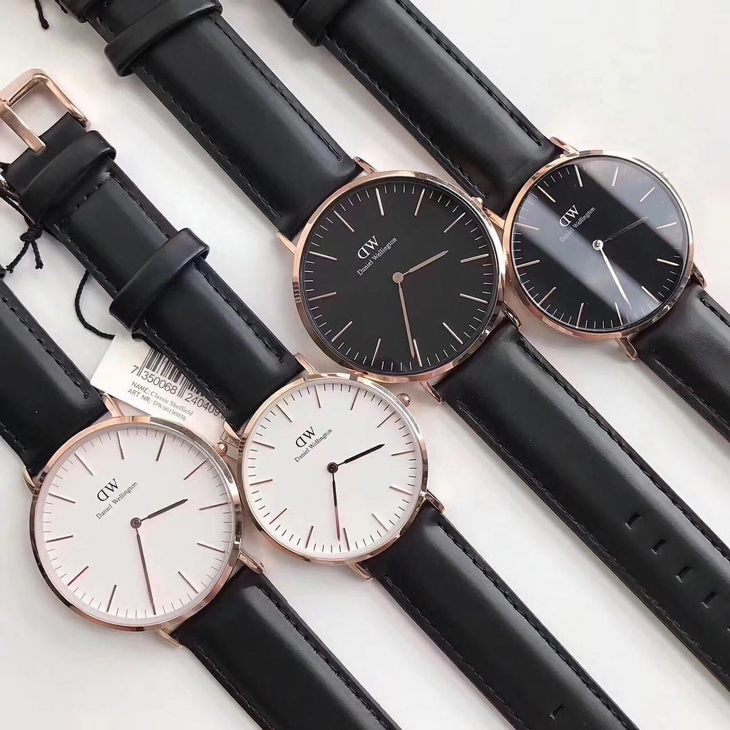 Đồng Hồ Dây Da Màu Đen D./.W CLASSIC SHEFFIELD Đủ Size Cho Nam Và Nữ