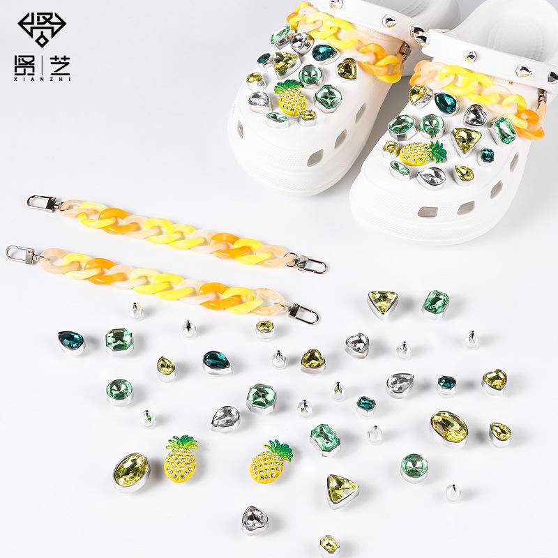Bộ Phụ Kiện Trang Trí Giày Hình Trái Dứa Dễ Thương DIY