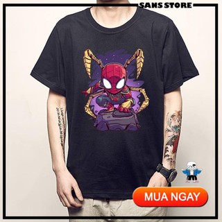 Áo thun Marvel in hình Spider Man màu đen - Form rộng