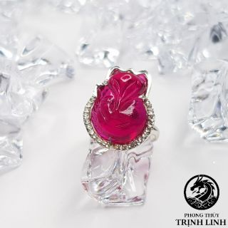 NHẪN BẠC CỬU VỸ HỒ LY ĐỎ ĐẬM - 650K