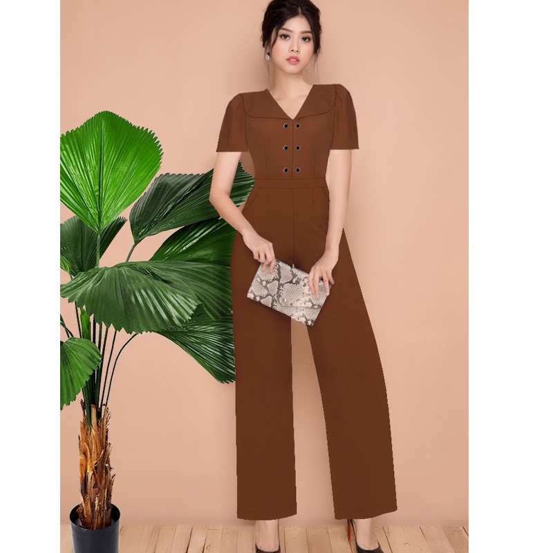 Jumpsuit dài ống suông sang chảnh cổ lá sen đồ bay nữ quý phái TJ1145