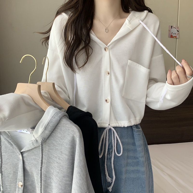 SUXI Áo Hoodie Thể Thao Dáng Rộng Màu Sắc Đơn Giản Cho Nữ
