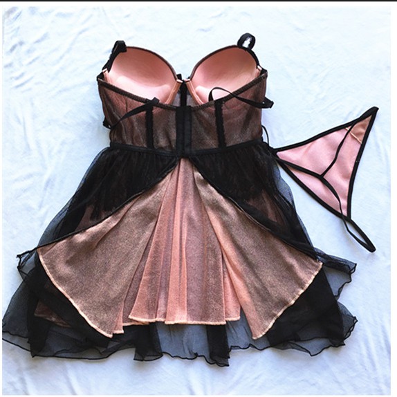 Váy Corset Cup Ngực Dây Kẹp Tất Đệm Ngực Mềm Siêu Nâng Sexy Gợi Cảm Kèm Quần Chip Tất Đùi | BigBuy360 - bigbuy360.vn
