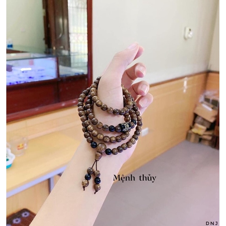 Vòng trầm tốc 108 hạt mix lu thống omani