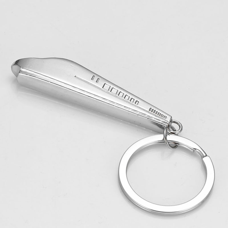 Móc Khóa Hình Đầu Tàu Lửa 3D Bằng Kim Loại Màu Bạc Dành Cho Xe Hơi