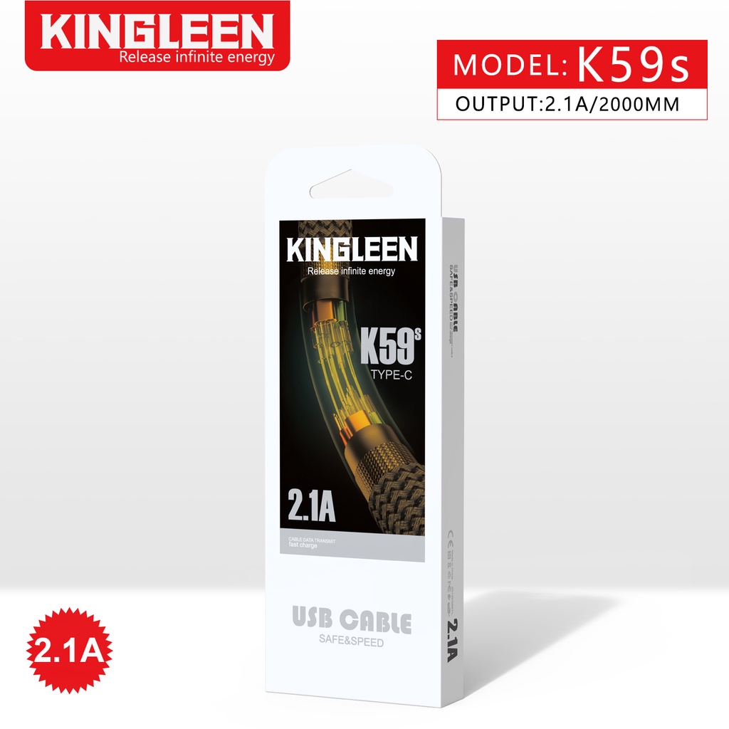 CÁP USB 2.0 -&gt; TYPE-C 2.1A 2M KINGLEEN K59S