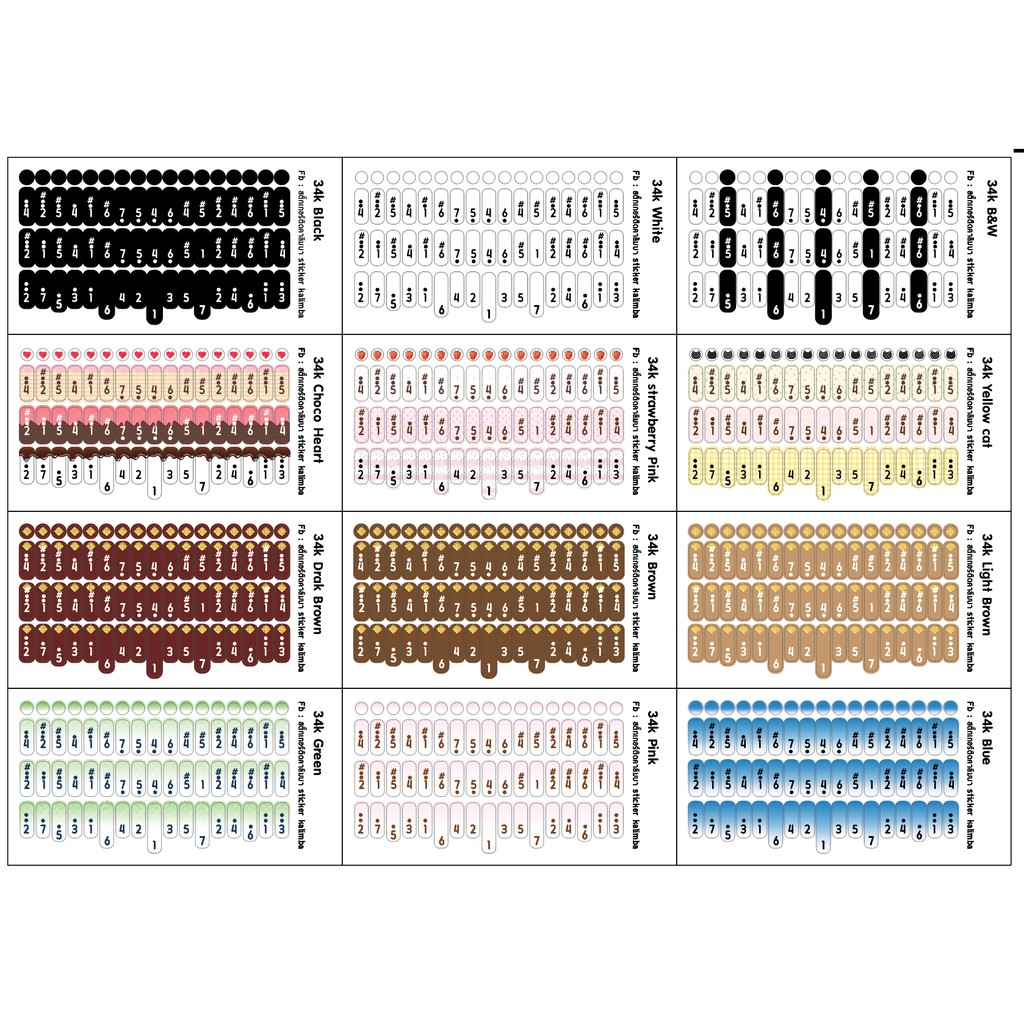 Nhãn dán Kalimba 34 Phím Loại (Nhãn dán Kalimba) Bộ 1