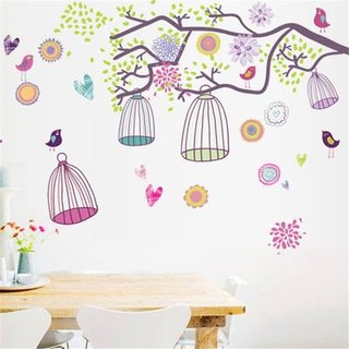 Decal dán tường lồng chim