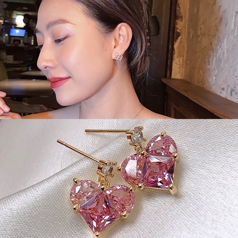Khuyên Tai Hình Trái Tim Màu Hồng Xinh Xắn Cho Nữ