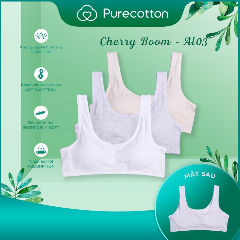 COMBO đủ màu Áo lá học sinh Pure Cotton - Áo lót bé gái mới lớn kiểu dáng chui đầu có đệm