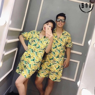 Bộ dưa hấu vàng cho nam và nữ có size chất lanh mềm