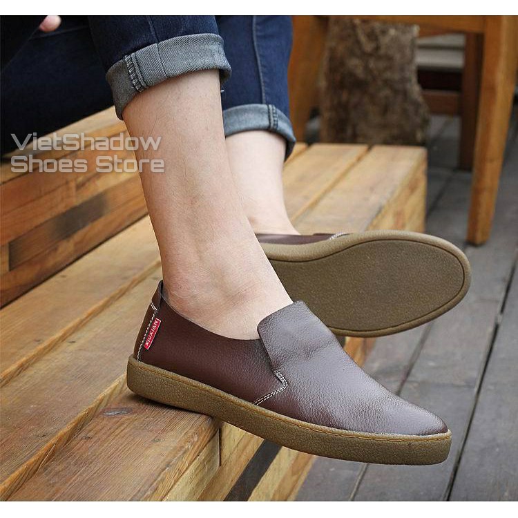 Giày slip on da nam - Giày lười nam da bò - 3 màu (đen), (nâu) và (xanh) - Mã sản phẩm 912