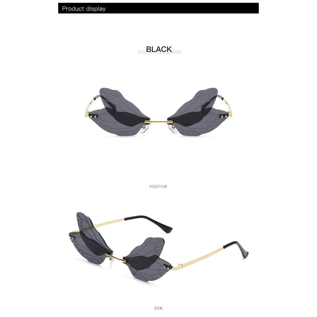 Kính mát không gọng thiết kế tròng bươm bướm độc đáo thời trang dành cho nữ