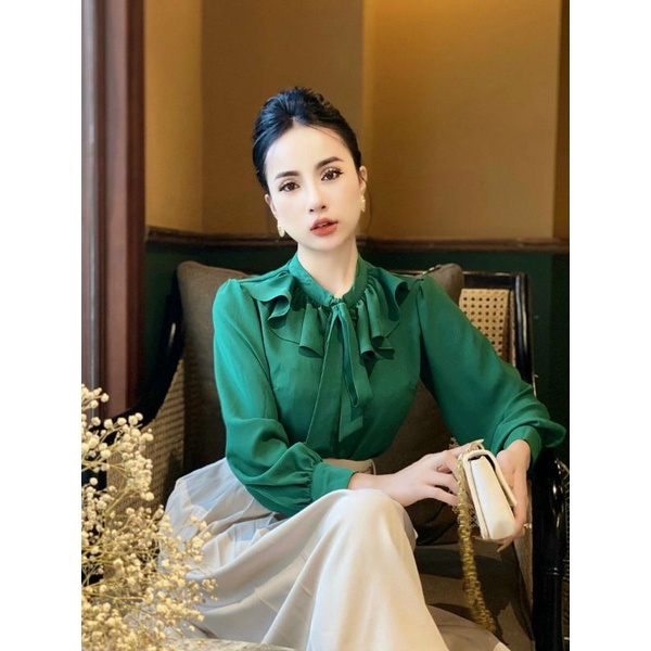 Áo Sơ Mi Nữ Công Sở Tay Dài Cổ Bèo Duyên Dáng Sang Trọng