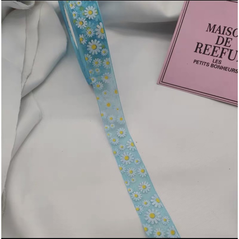 5m ruy băng voan hoa cúc 2,5cm