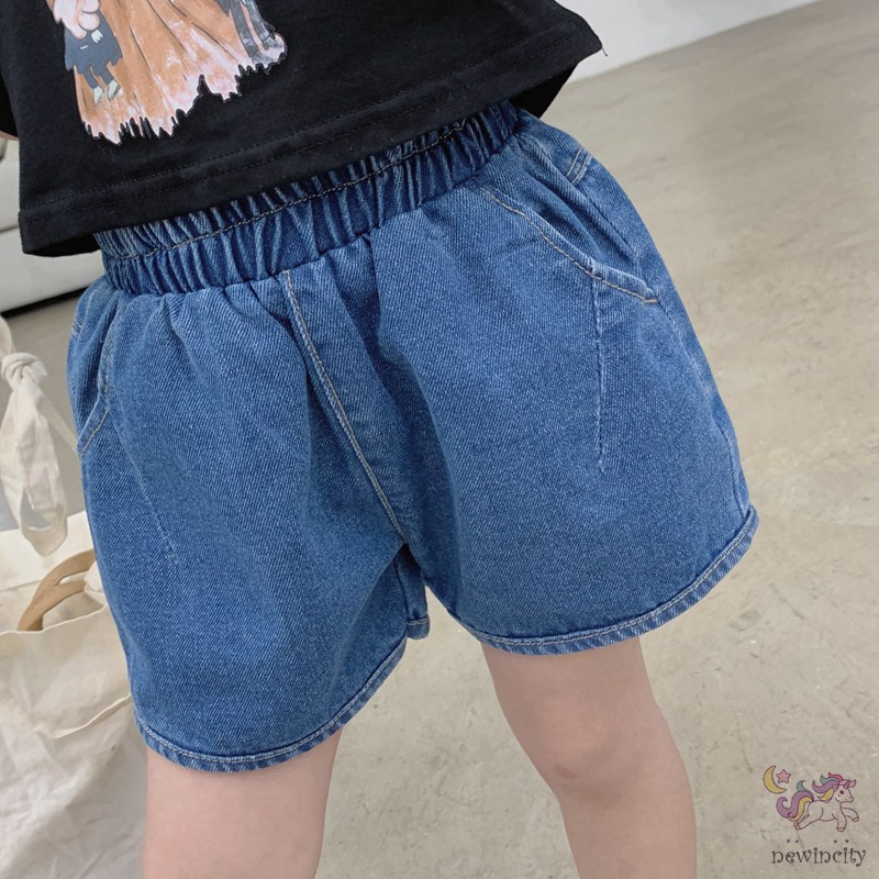 Quần Đùi Denim Kiểu Hàn Quốc Phong Cách Mùa Hè Dành Cho Bé Gái