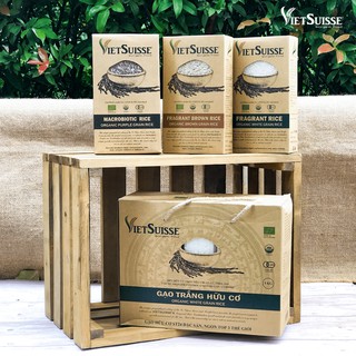 Gạo trắng xát dối/gạo lứt/gạo tím hữu cơ VietSuisse 1kg