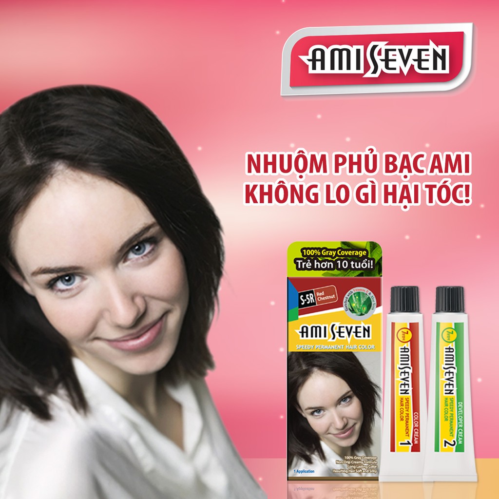 Nhuộm phủ bạc dược thảo số S-5R Hạt dẻ ánh đỏ - Nhanh 7 phút (60g + 60g)