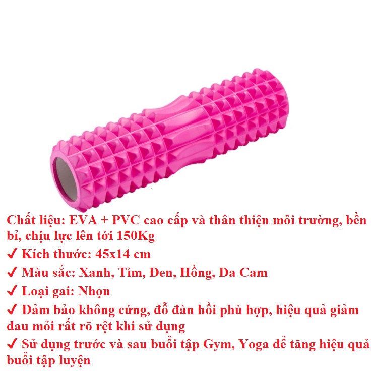 Con lăn massage yoga gai nhọn 45cm hàng cao cấp - M-BODY SPORT