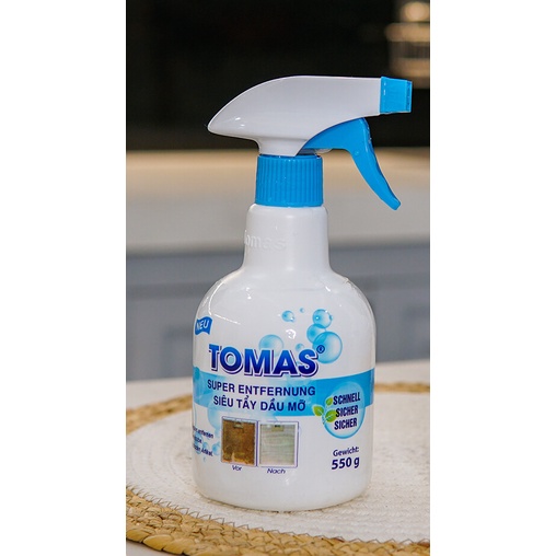 Tẩy dầu mỡ hút mùi, tẩy dầu mỡ lâu ngày nhà bếp TOMAS dạng xịt Siêu Sạch, Nhanh, An Toàn - 550g