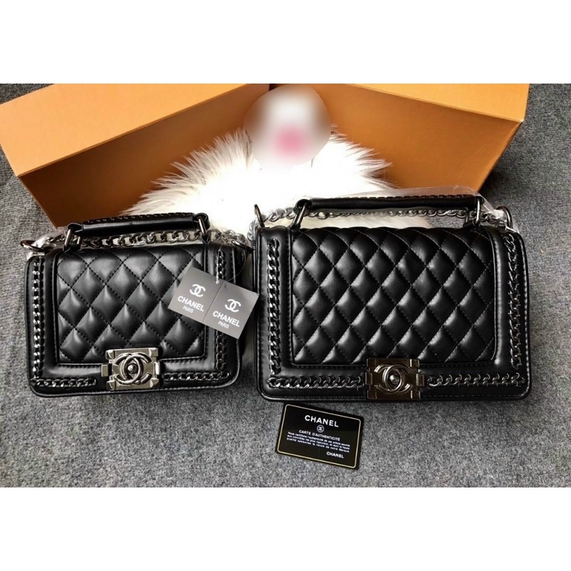 Túi Đeo Chéo Chờ Neo Boy Viền Xích Size 20 &amp; Size 25 Kèm Hộp Chanh Xả