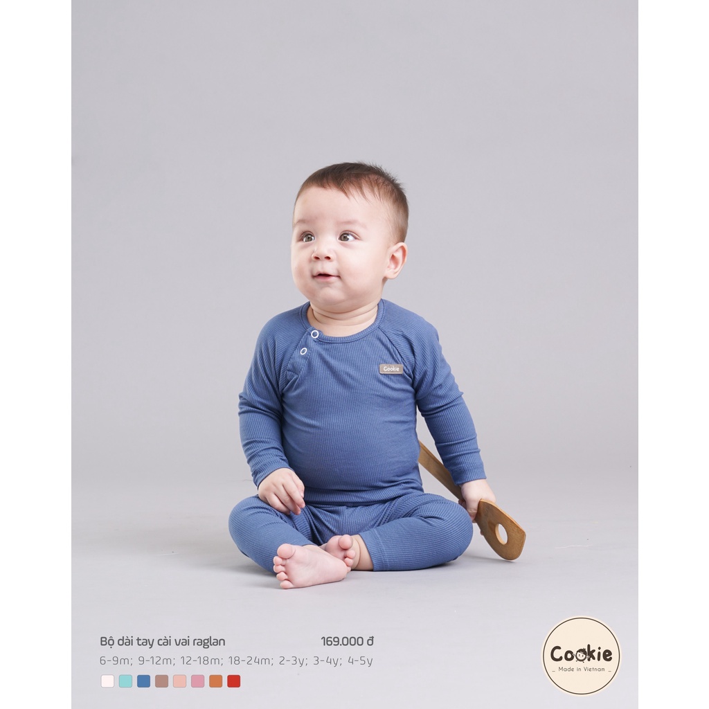 COOKIE- Bộ dài tay cài vai raglan Cookie cho bé