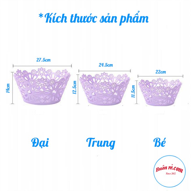 Rổ nhựa hoa đa năng 3 size Việt Nhật (MS: 3431/3432/3433), Rổ mỹ hoa bày hoa quả, bánh kẹo đẹp mắt -br01361