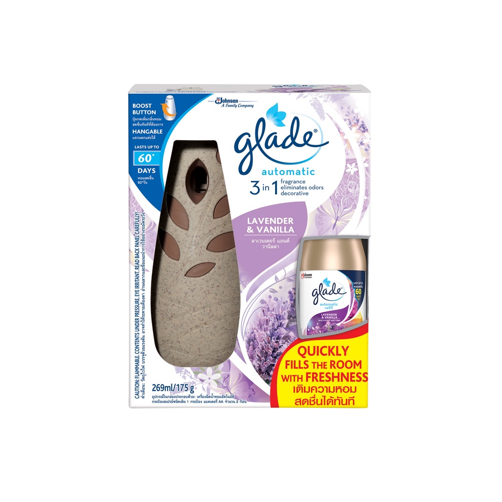 [Nhâp FMCGMALLMT-Giảm 12%-Đơn 250K] GLADE Bộ máy & lõi xịt thơm phòng tự động Hương Lavender 175g