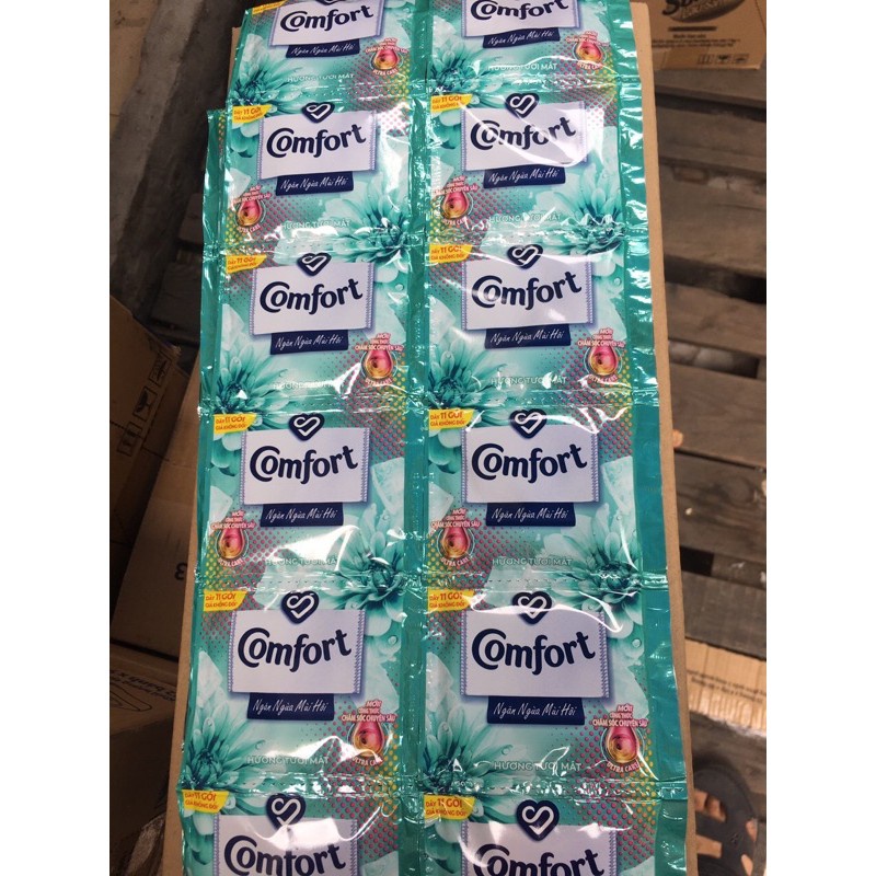 Combo 3 dây nước xả vải Comfort ngăn ngừa mùi hôi hương Tươi Mát gói 20ml - dây 10 gói - nước xả quần áo thơm lâu