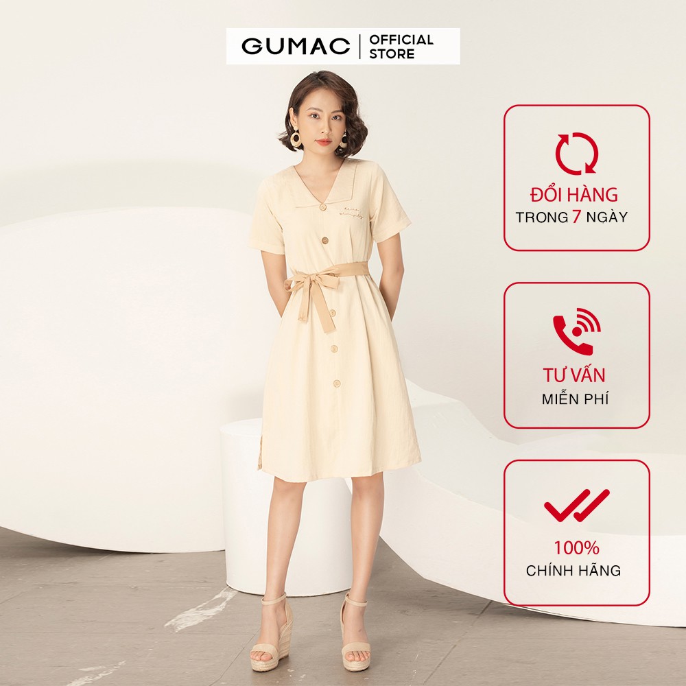 Đầm suông nữ cổ lật GUMAC DA968