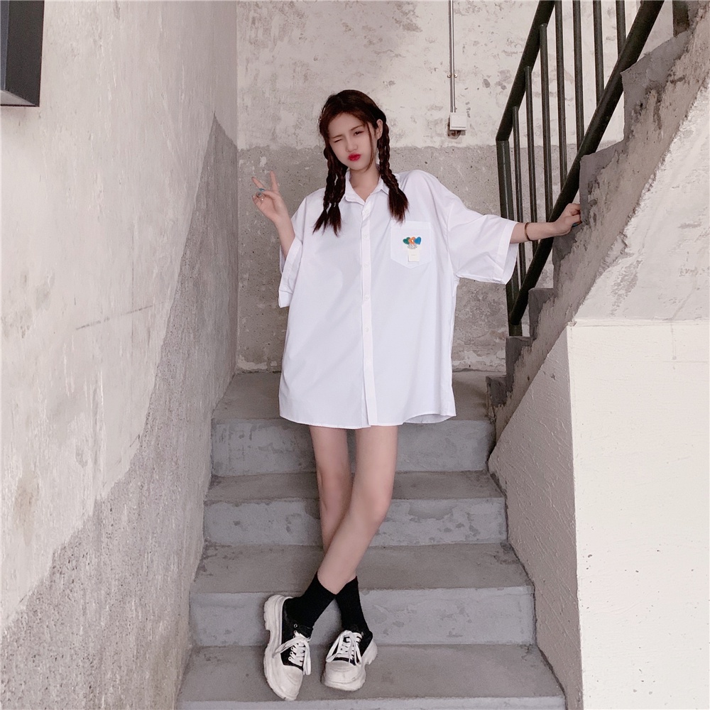 Áo Sơ Mi Ngắn Tay Dáng Rộng Thiết Kế Mới Thời Trang Mùa Hè Dành Cho Nữ