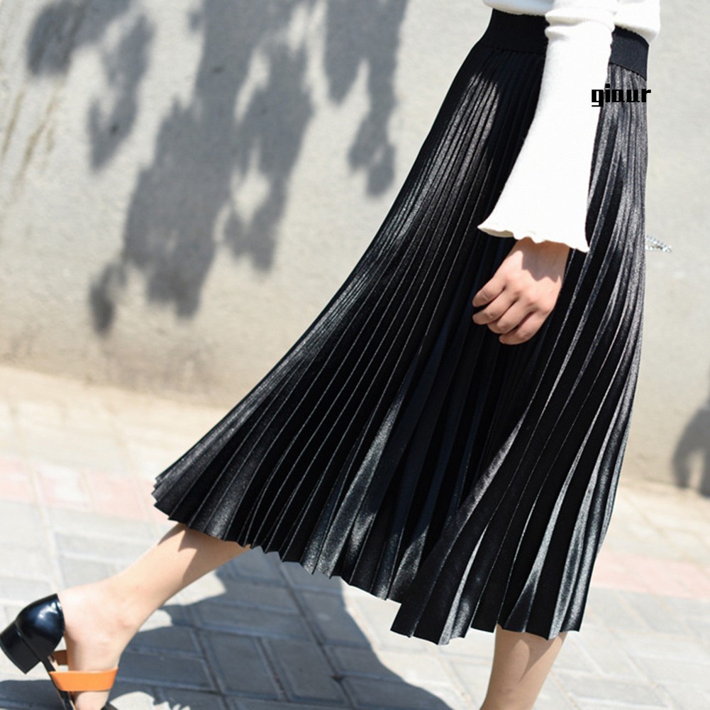 Chân Váy Maxi Lưng Cao Xếp Ly Phong Cách Vintage