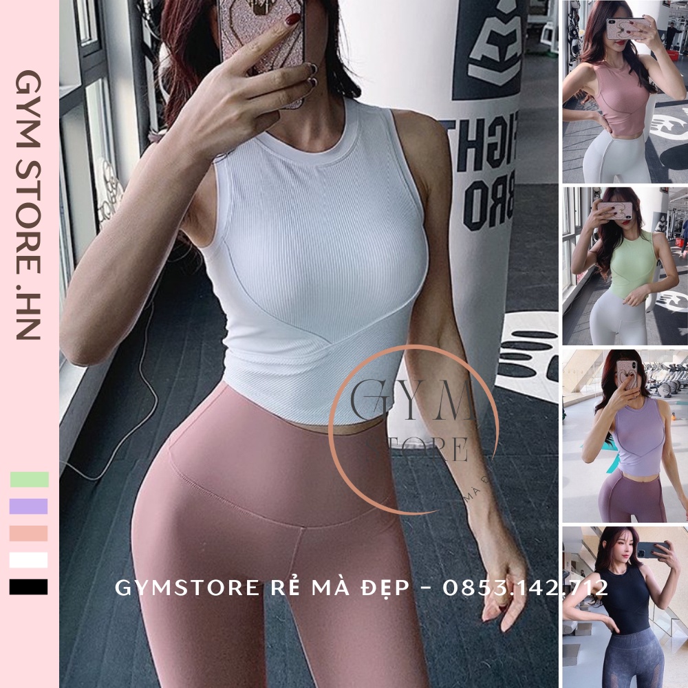 Áo Tập Gym Tập Yoga Nữ Ba Lỗ ❤️CÓ MÚT❤️ Ôm Body, Vải Thun Gân Thông Thoáng Co Giãn Hút Mồ Hôi 𝐆𝐘𝐌𝐒𝐓𝐎𝐑𝐄 1304