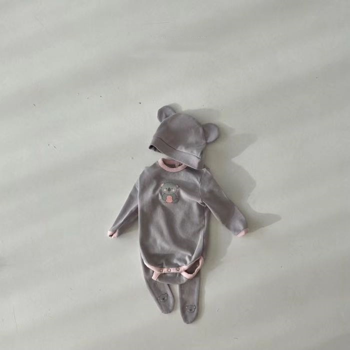 Bộ Áo Liền Quần Tay Dài In Hoạt Hình Dễ Thương Thời Trang Xuân Thu Cho Bé Trai + Gái