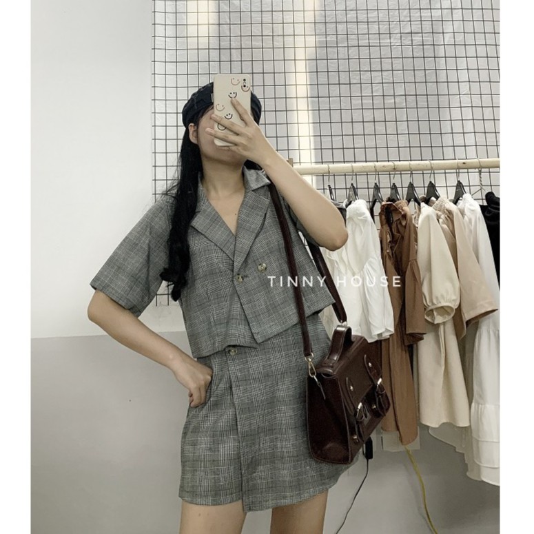 Set áo vest croptop mix chân váy siêu xinh (Ảnh thật) | BigBuy360 - bigbuy360.vn