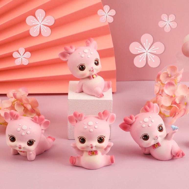 đồ trang trí bánh sinh nhật [FREESHIP❤️] set 4 hươu sao nhựa đẹp trang trí sinh nhật,trang trí bánh kem