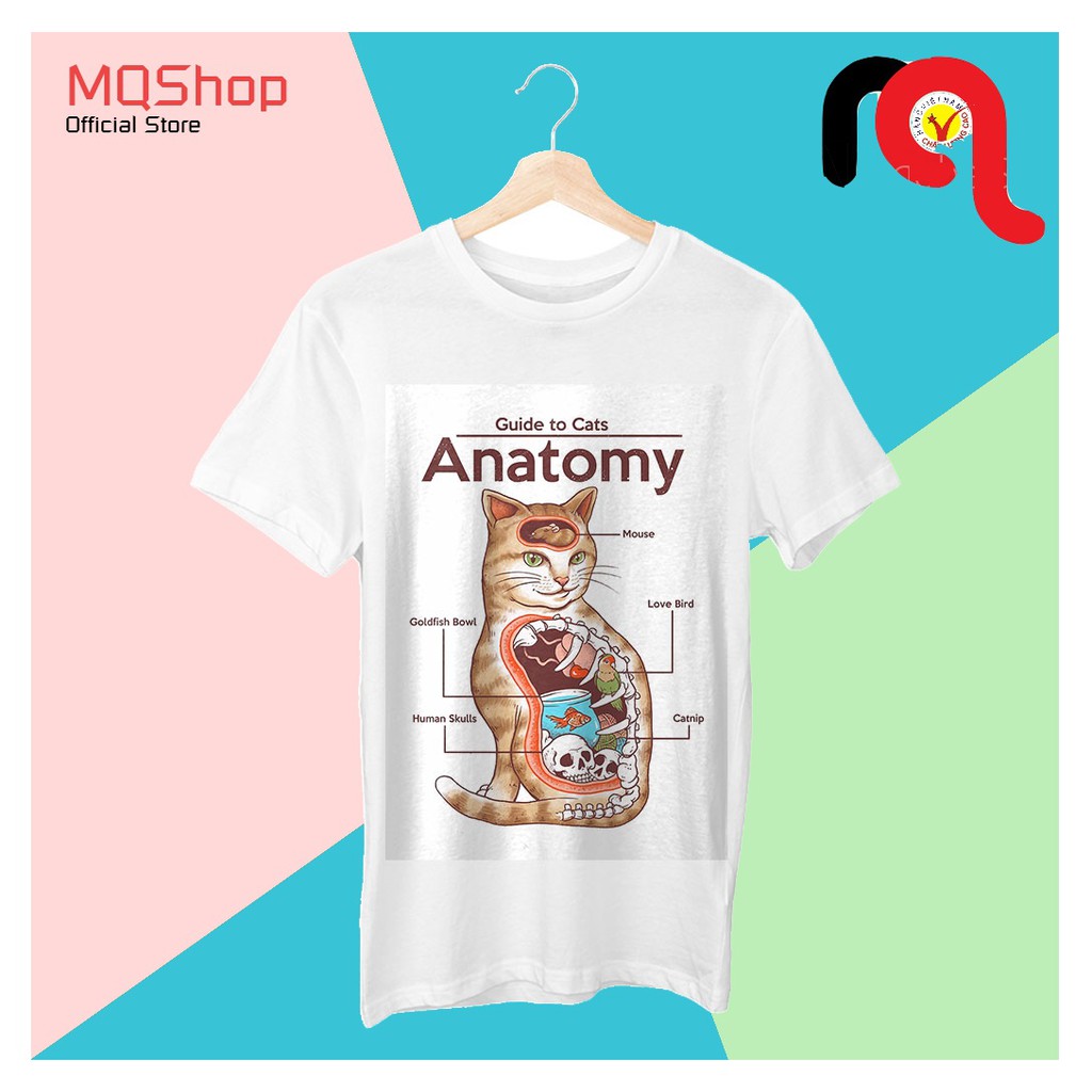 Áo phông đi chơi nữ cotton Guide to Cat Anatomy cấu tạo của mèo năng động, sáng tạo, trẻ trung, đáng yêu CAT20210028