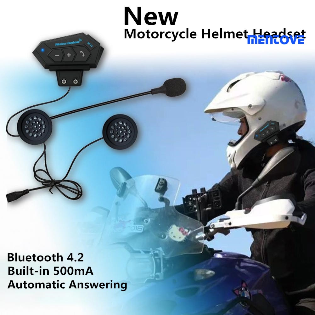 Tai Nghe Bộ Đàm Kết Nối Bluetooth 4.2 Mang Đi Xe Mô Tô Mentove Bt-12