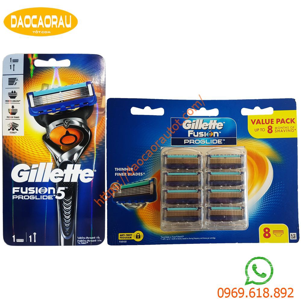 Bộ dao cạo râu 5 lưỡi Gillette Proglide5 (1 tay cầm xoay chiều và 10 đầu cạo 5+1)