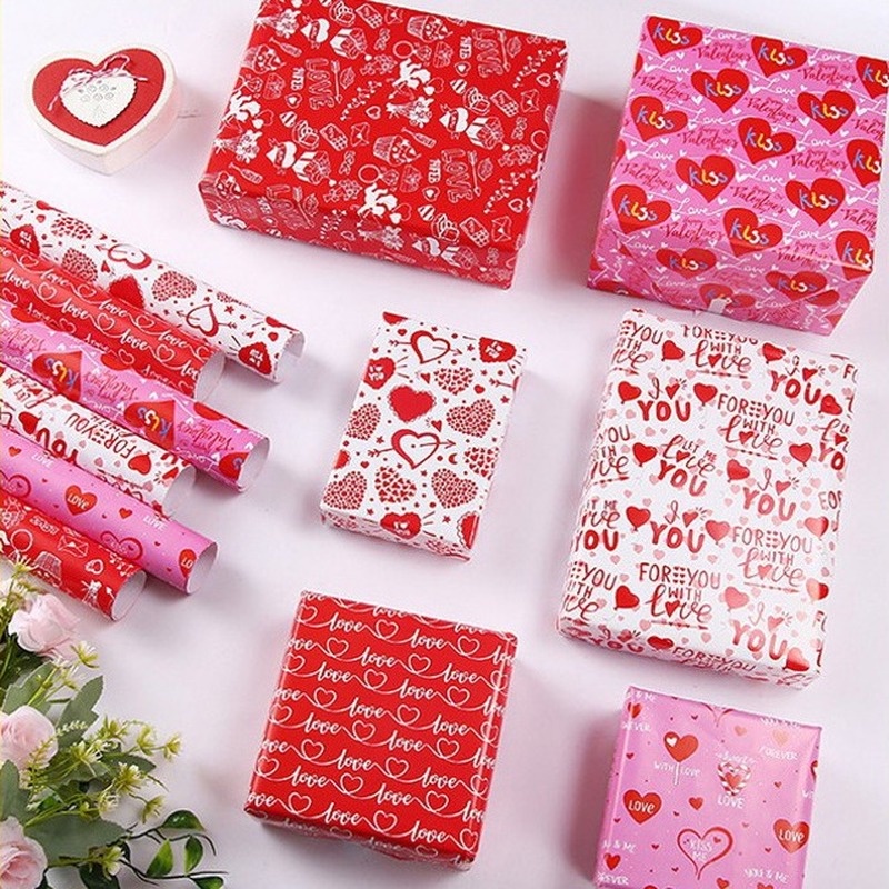 Giấy Gói Quà Hình Trái Tim Màu Đỏ Xinh Xắn