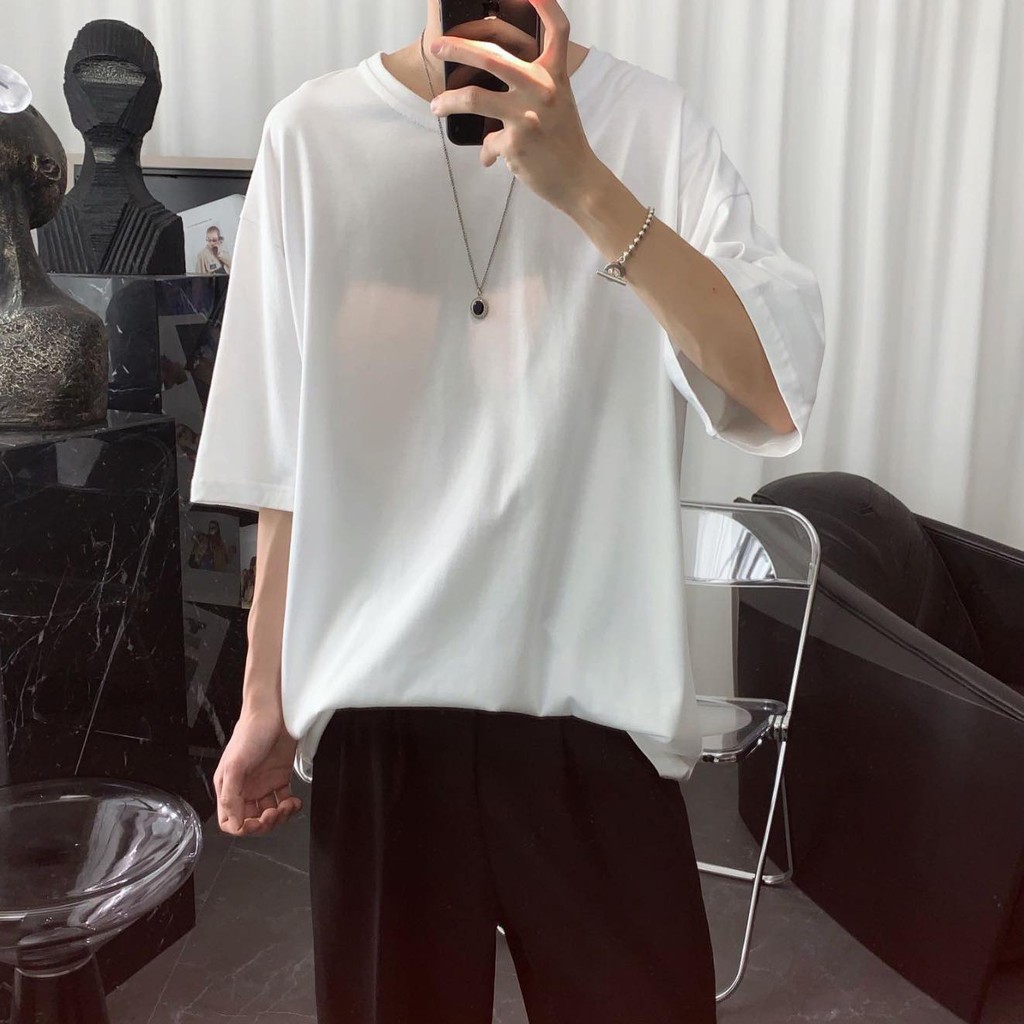 Áo Thun Trơn BASSIC Fom Lỡ Nam Nữ Cotton Co Dãn Thoải Mái Thấm Hút Năng Động Style Hàn Quốc