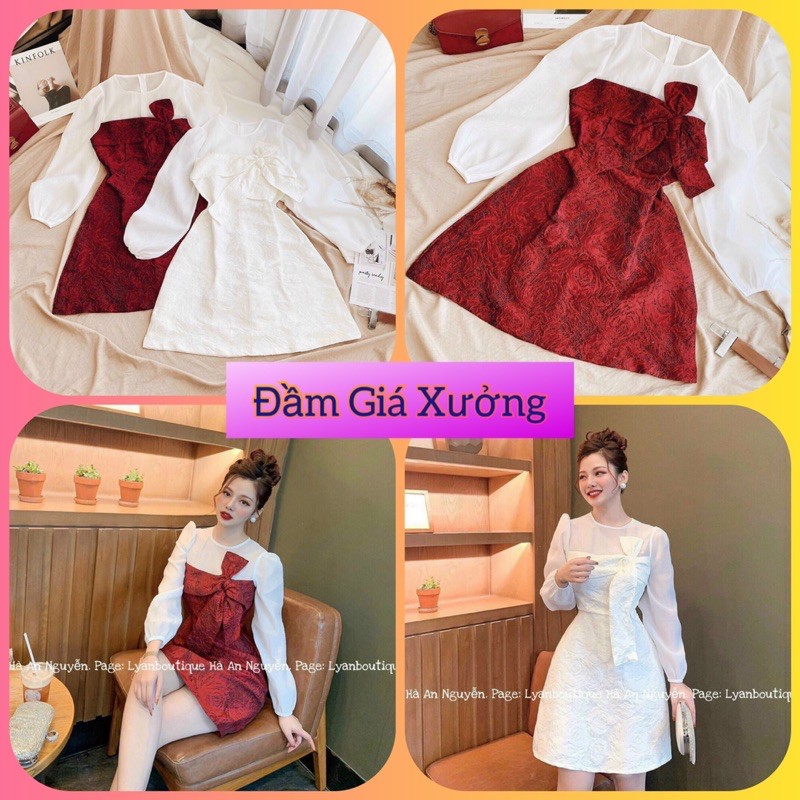 Đầm Gấm Cao Cấp Phối Lụa
