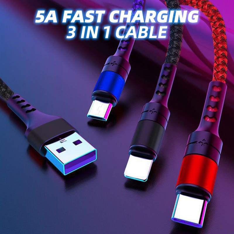 Cáp Sạc Ankndo 3in1 Nhanh USB Type C Bằng Silicon Cho Samsung Andriod phone